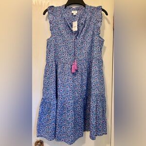 NWT new J. Crew 100% Cotton Blue floral Sleeveless Summer dress size Small